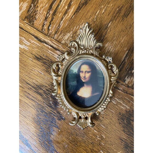 MCM Ornate Gold Miniature Mona Lisa Frame Wall Art Baroque Style - Picture 1 of 4